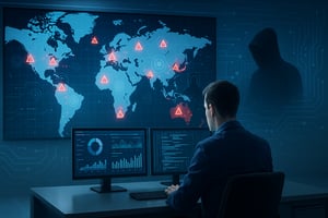 SOC analyst detecting and responding to cyber attack in the middle of the night.